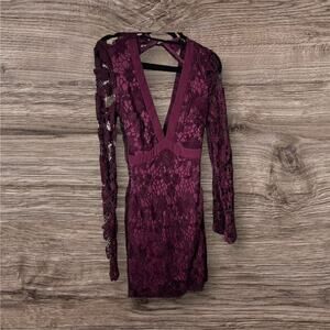 Nwt Boohoo burgundy lace dress sz8